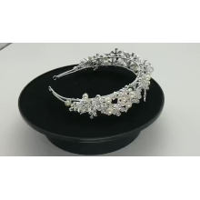 Bandas de pelo nupciales de boda de perlas de cristal hechas a mano de plata accesorios para el cabello de tocado de flores para mujeres para niña